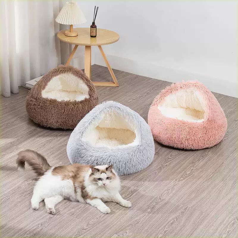 Plush Semi-Enclosed Winter Warm Cat & Dog Bed