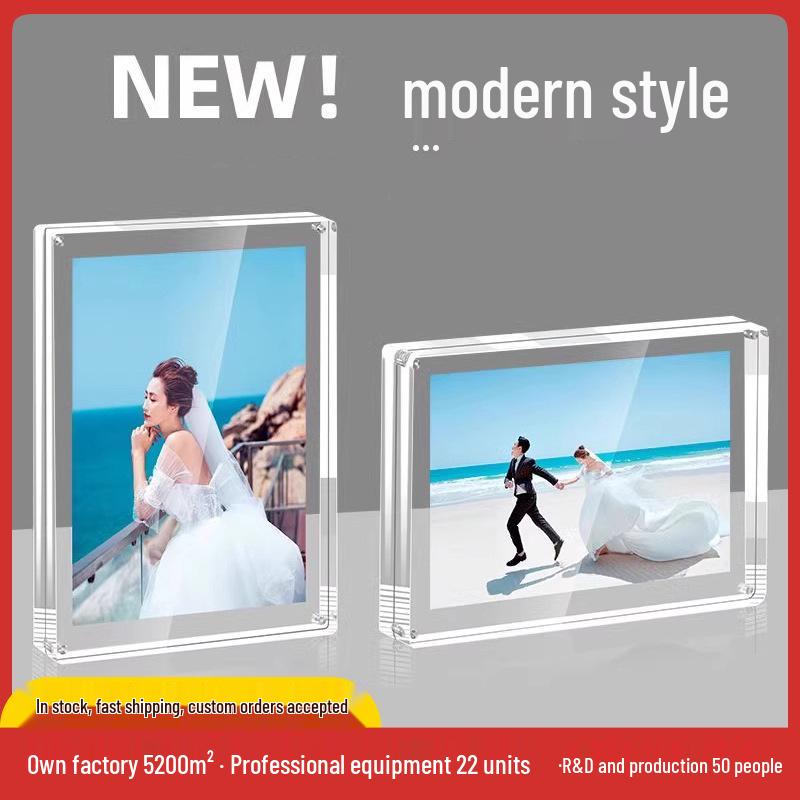 Acrylic Double-Sided Magnetic Photo Frame - Transparent Display Horizontal and vertical universal