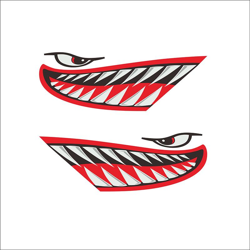 New Waterproof Flying Tigers Reflective Shark Mouth Teeth Car Boat Yacht Decal Colored Body Sticker