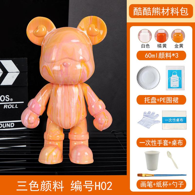 Homemade Creative Fluid Bear Fluid Cool Bears White Mold DIY Painting Handmade Toy Material Kit Gift Home Decor Animal Ornaments
