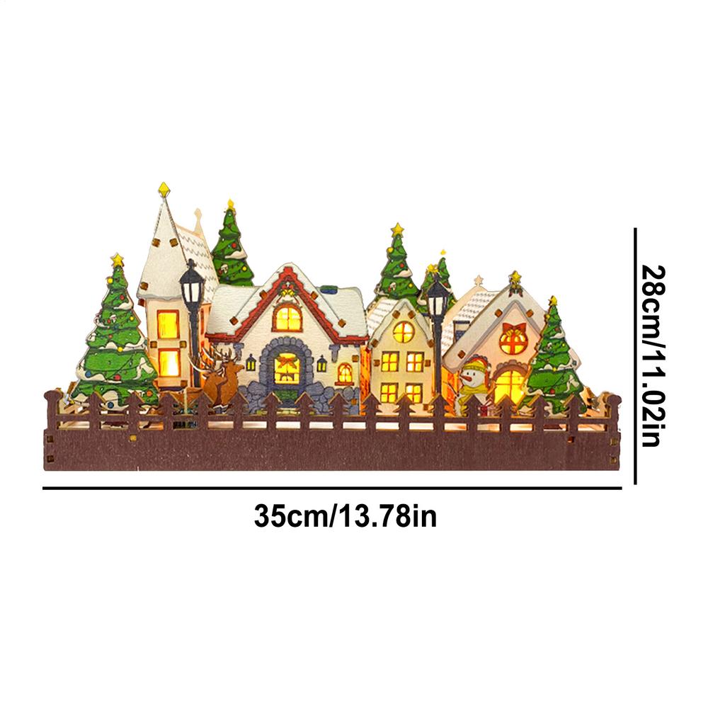 

Wooden Christmas Houses Winter Scene LED Christmas Villages Christmas Houses Display Pre-Lit Christmas Supplies Desktop Display