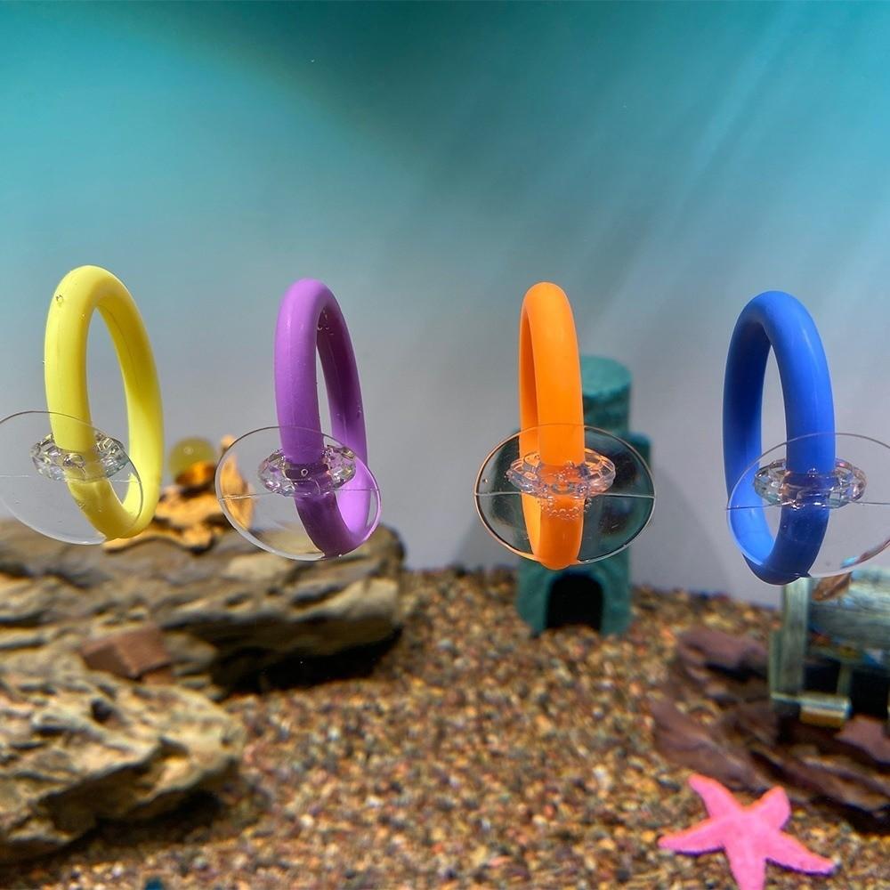 4PCS/SET Suction Cup Fish Training Ring Waterproof Colorful Fish Teasing Fish Tail Betta Training Circle Interactive Play