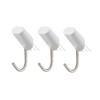 LEC Inconspicuous Pin Hooks, Pack of 3, 2kg Weight Capacity, White