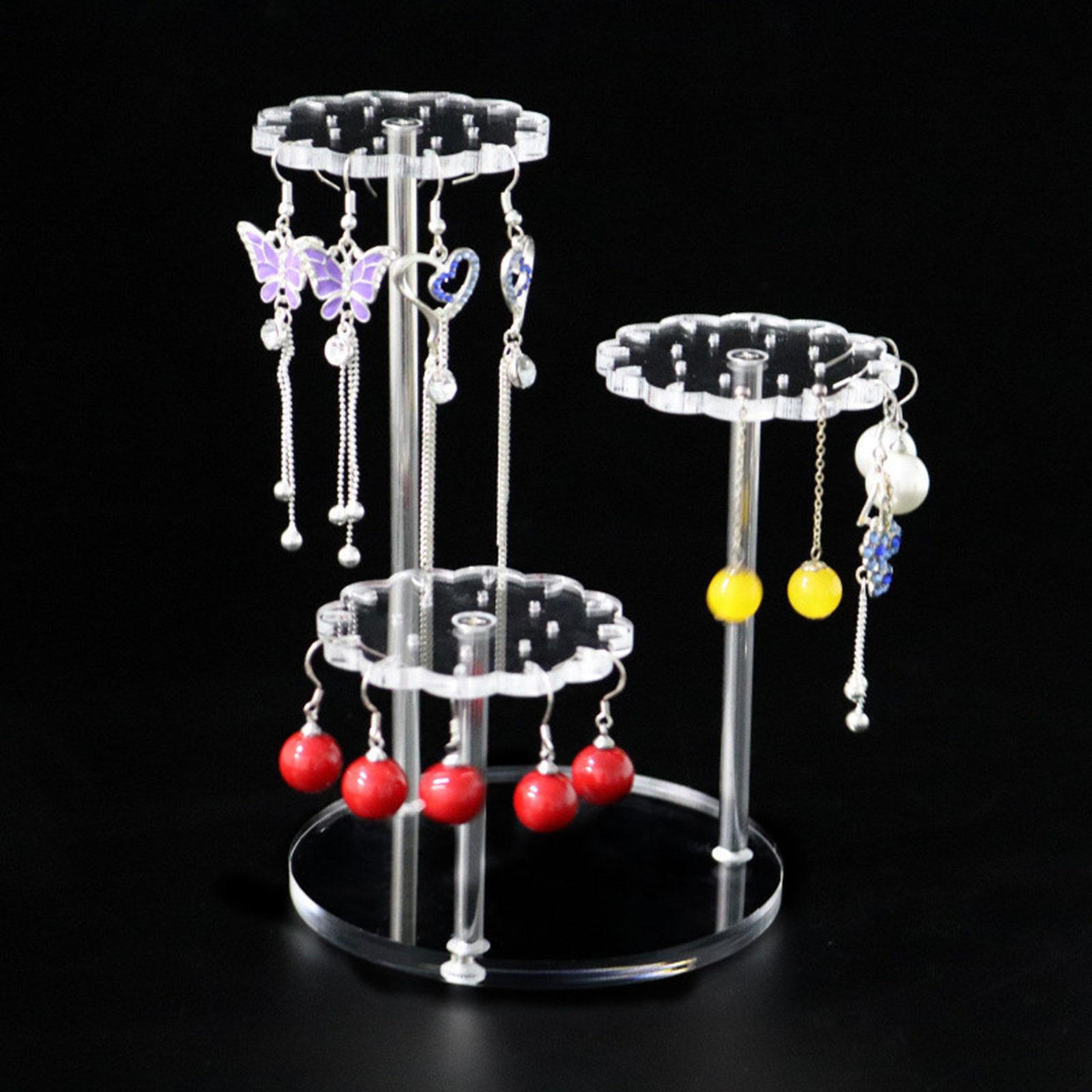 

Acrylic Earrings Display Rack Clear 3 Tier Easy to Use, Durability Organizer, Earring