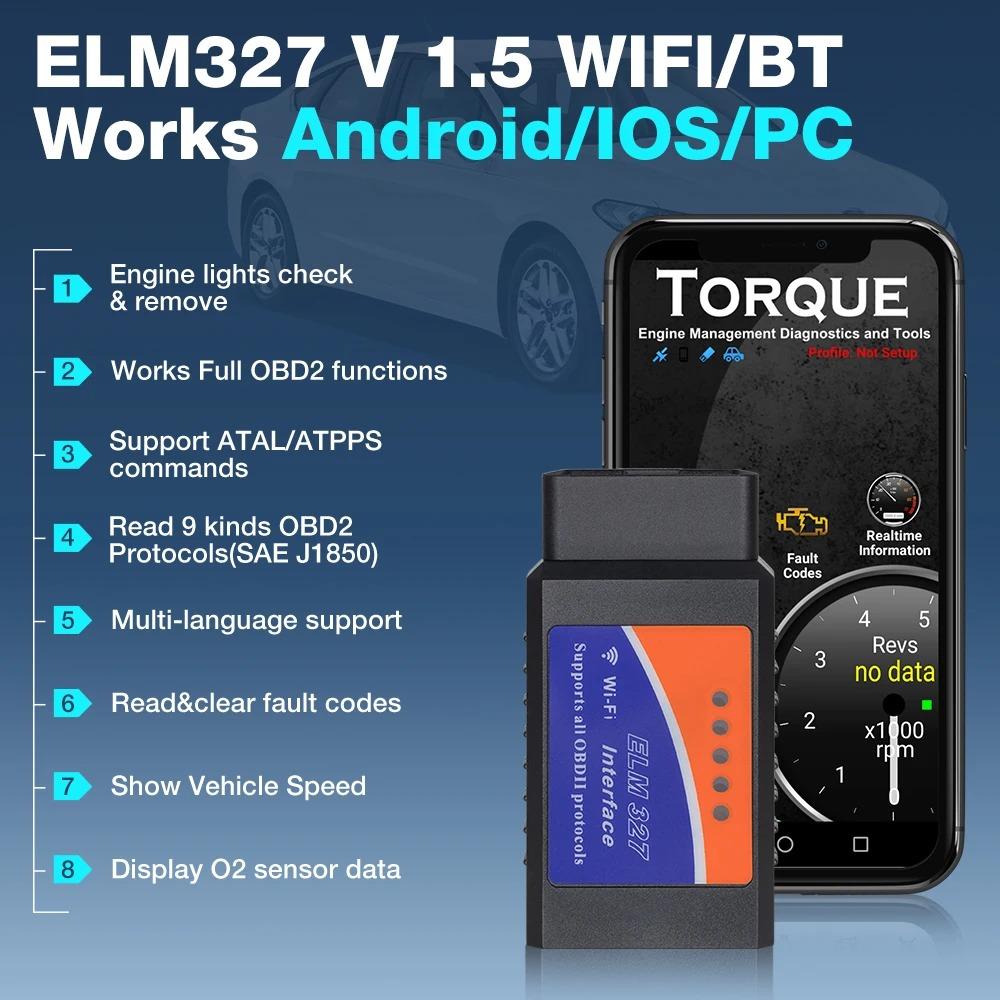 ELM327 V1.5 OBD2 Skener PIC18F25K80 BT/Wifi ELM327 OBD Nástroj pro diagnostiku automobilu Pro Android /IOS PK Vgate Icar2 Čtečka kódů