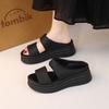 New Soft Leather Comfortable Cool Slippers Pregnant Women Platform Slippers Women Summer Wear Casual Beach Sandals One-word Drag