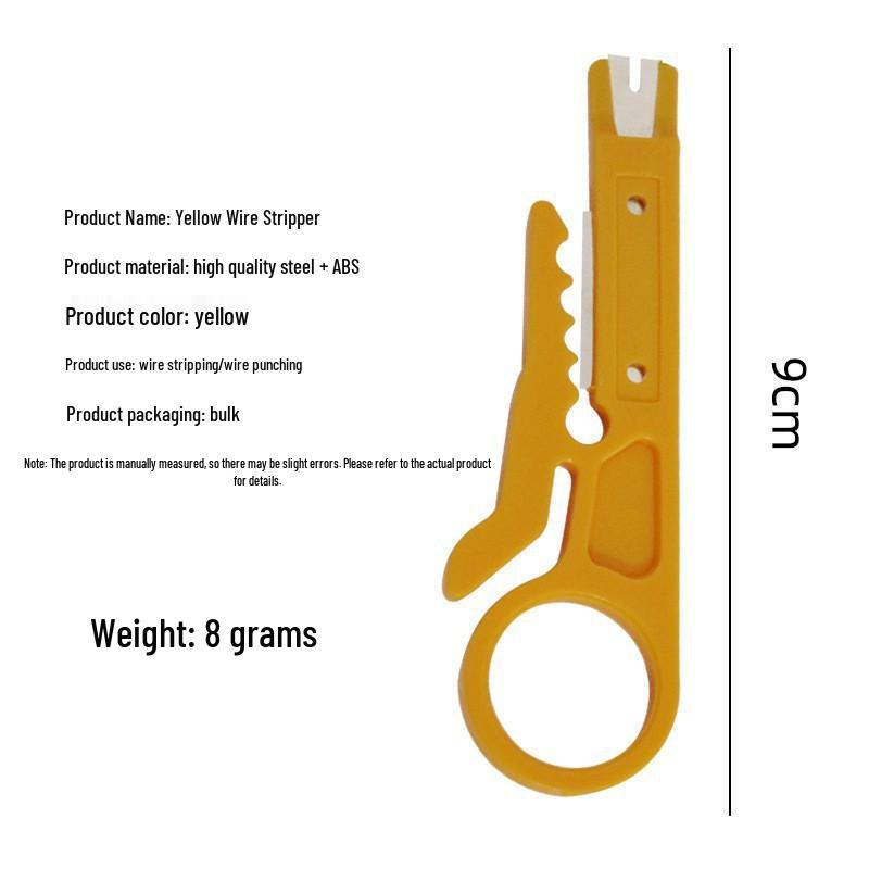 Compact Yellow Wire Stripper & Crimping Tool for Network Cables