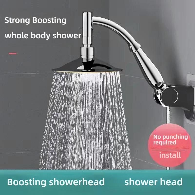 Bathroom High Pressure 6 /8 Inch Square/Round Rainfall Shower Head 360° Rotation Sprayer Hand Held Shower Head Accessories