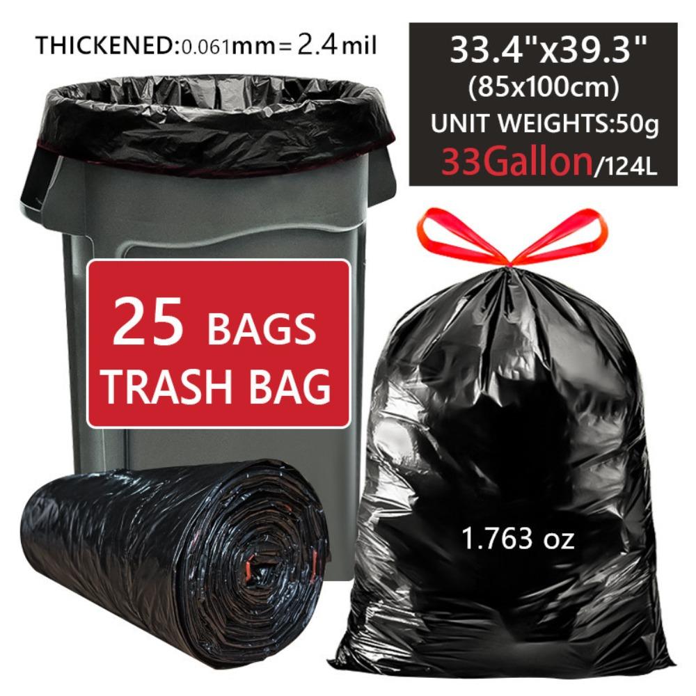 Extra Large Thickened Drawstring Garbage Bags, Tear-Resistant Portable for Home Kitchen Dorm, Heavy-Duty Household Trash Bags RQSL-BH-2519-51