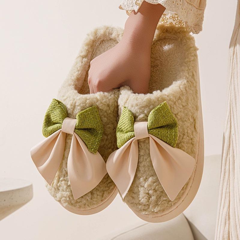 Autumn and winter thickened non-slip warm cotton slippers men's home indoor plush couple household bag head plush drag women's models