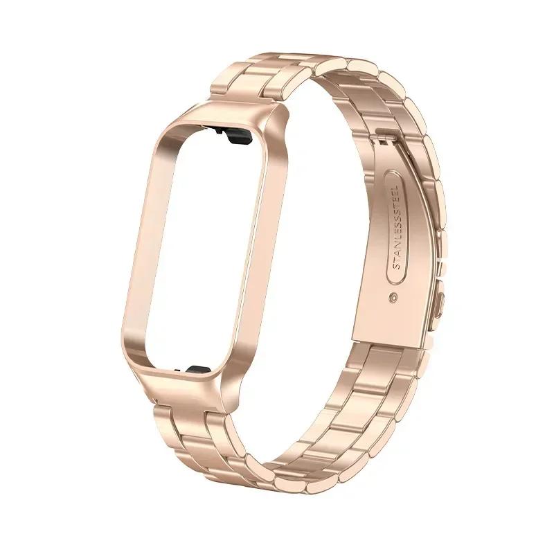Stainless Steel Strap For Xiaomi Smart Band 8 Active Smart Watch Band Accessories Metal Bracelet Mi Band 8 Active Protector Case
