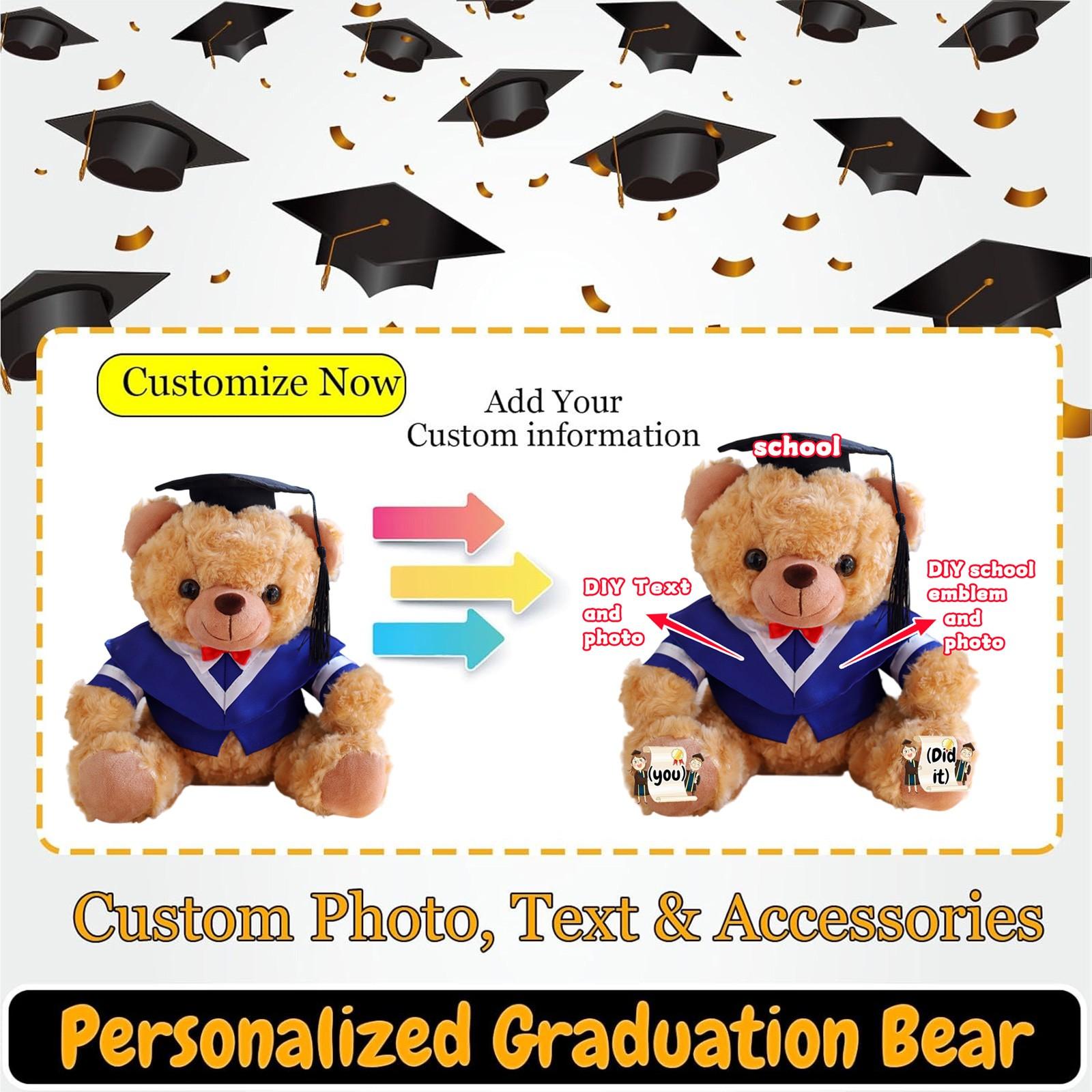 

Персоналізована плюшева іграшка Ведмідь-випускник Лялька Подарунок на випускний сезон One Size