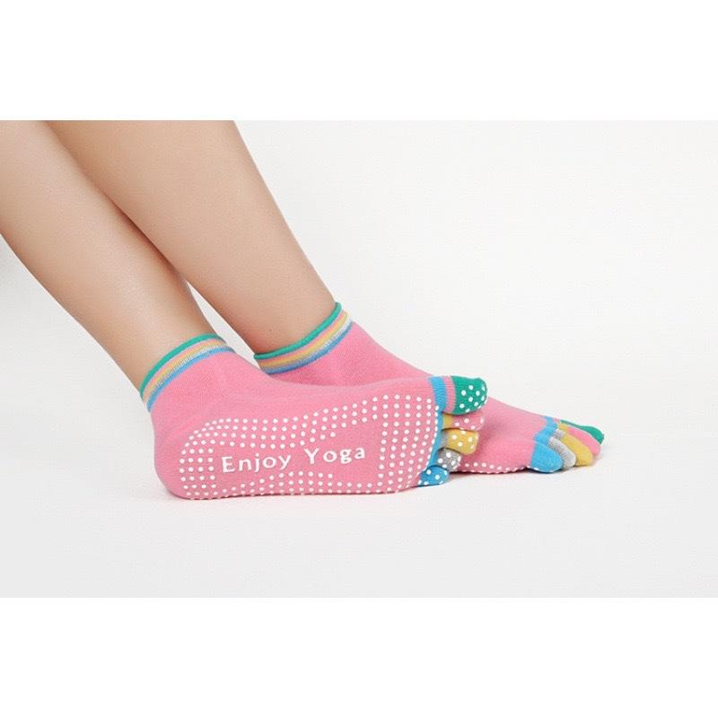 Ladies Wear Anti-slip Cotton Yoga Socks with Heels, Sports Five-toe Floor Socks, and Five-finger Socks