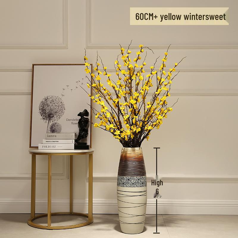 Large European-Style Porcelain Floor Vase for Dried Flowers - Artistic Living Room Ceramic Decoration