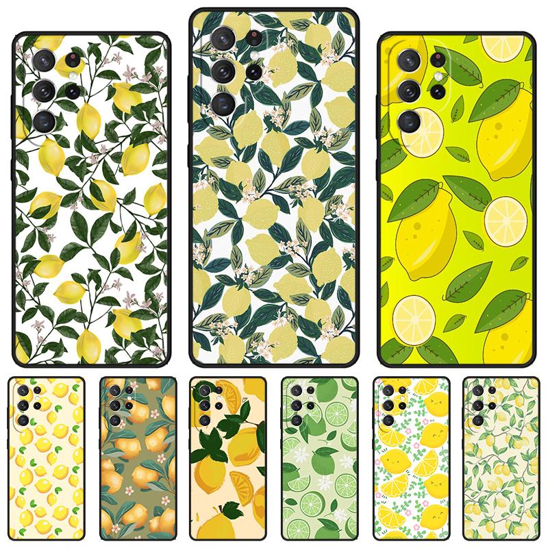 Summer Lemon and Leaf phone case For Samsung Galaxy S24 S25 S23 S22 Ultra Note 10 20 Plus S20 S21 FE Cover