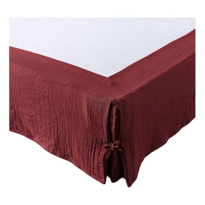 Cache sommier gaze de coton 160 x 200 cm Gaia Bordeaux