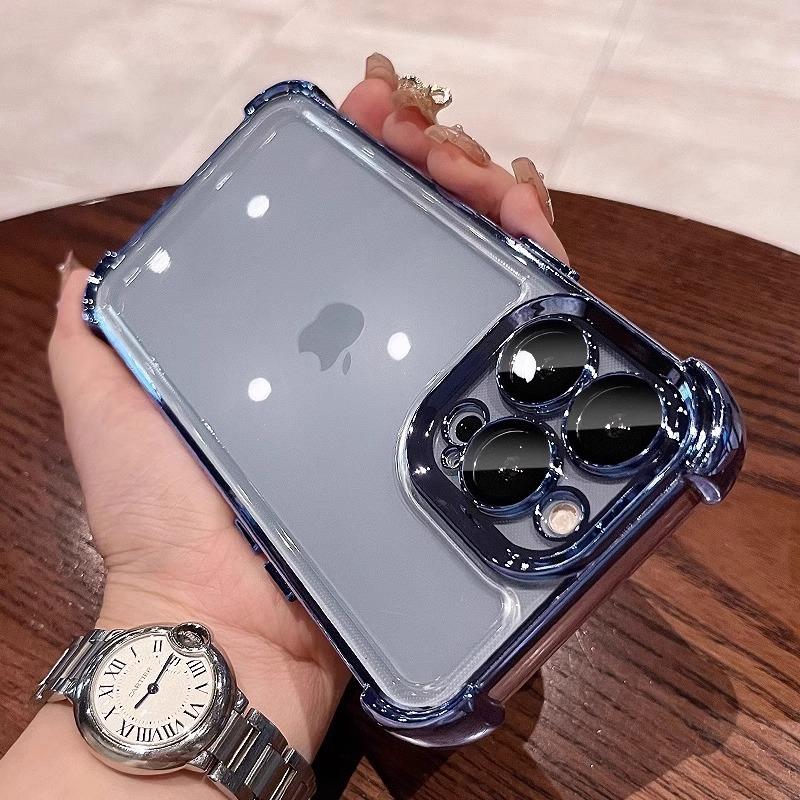 Applicable To IPhone17 Electroplated High Breathable Bag Four Corner Anti Fall Mobile Phone Case Apple 16 Comes with Lens Film Protection Case