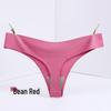 Burgundy Plus Size Low Rise Invisible Ice Silk Quick-Dry Thong Panties for Women