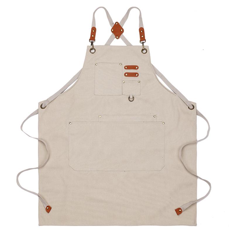 Waterproof Oil-Proof Canvas Apron for Kitchen, Coffee Shop, or Home Use - Dirt-Resistant, Solid Color, Customizable Logo Workwear.