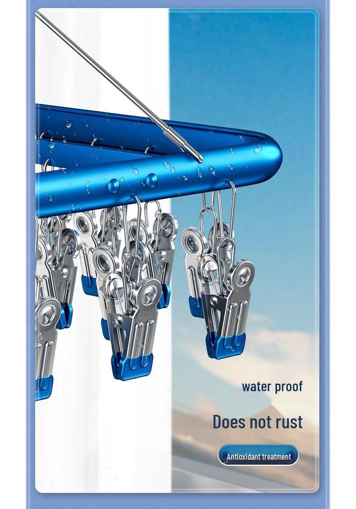 Aluminum Alloy Multi-Clip Clothes Rack for Drying Socks, Underwear, and Panties