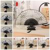 Bamboo Frame Vintage Silk Folding Fan Folding Hand Fan Craft Classical Chinese Fan  Photo Props