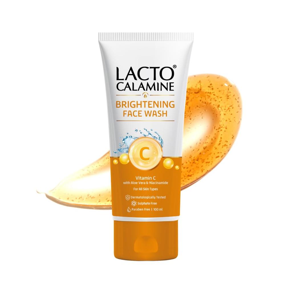 Lacto Calamine Vitamin C Face Wash | Pack of 1 X 100ml | Aloe Vera & Niacinamide Face Wash for Glowing Skin | Facewash That Exfoliates Skin & Reduc