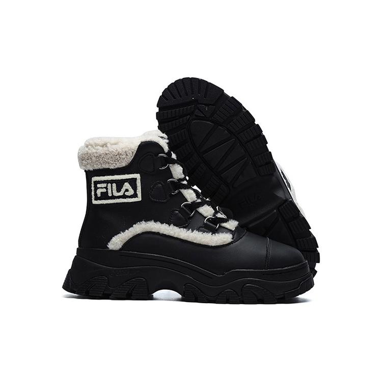 New FILA Warm Snow Boots 'Black White' Women's F12W144404FBK