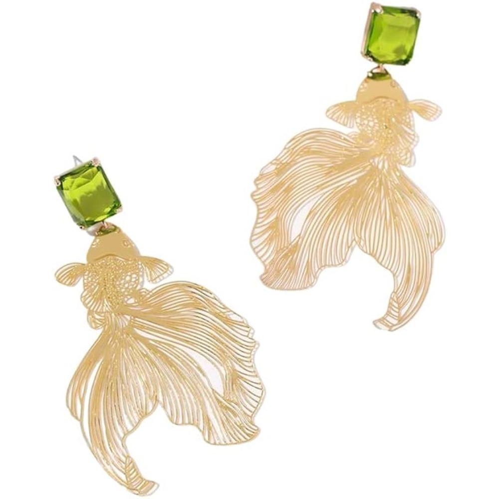 

Женские серьги из золотой рыбки ручной работы с бриллиантами, серьги в китайском стиле