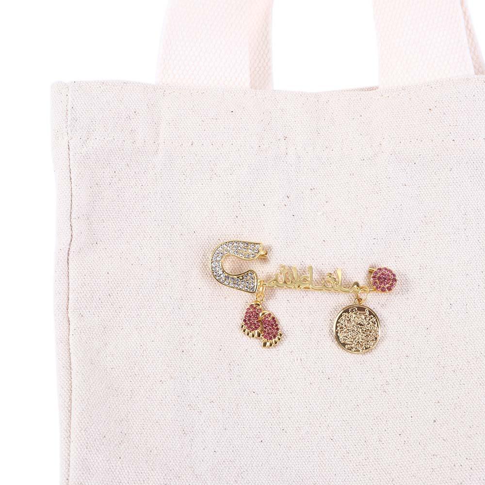 Mashallah Ayatul Kursi Zircon Tassel Letter Badge Religious Style Brooch Zinc Zinc Alloy Fashion Jewelry
