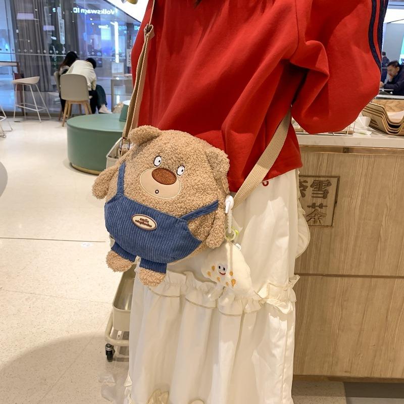 Wind Soft Girl Girl Messenger Bag Mobile Phone Bag Lamb Wool Cute Cartoon Bag