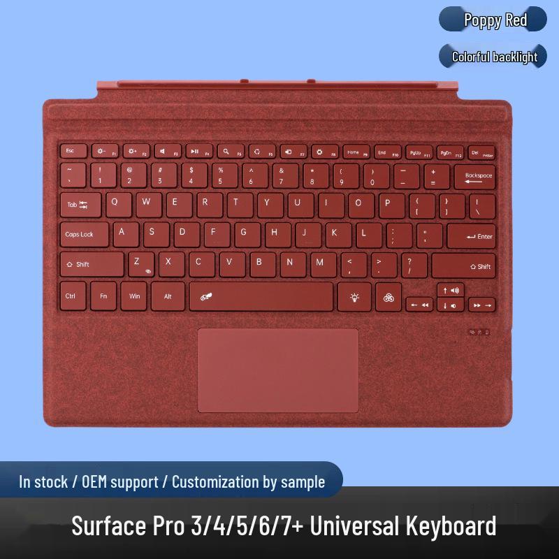 Microsoft Surface Pro Series Thin Light Bluetooth Magnetic Keyboard with Colorful Backlight