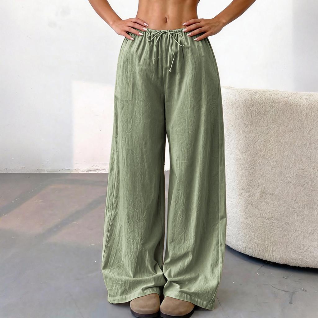 Damenhose, Farbe, Modisch, Locker, Lässig, Alltag, Seitentaschen, Kordelzug, Elastischer Bund, Weites Bein