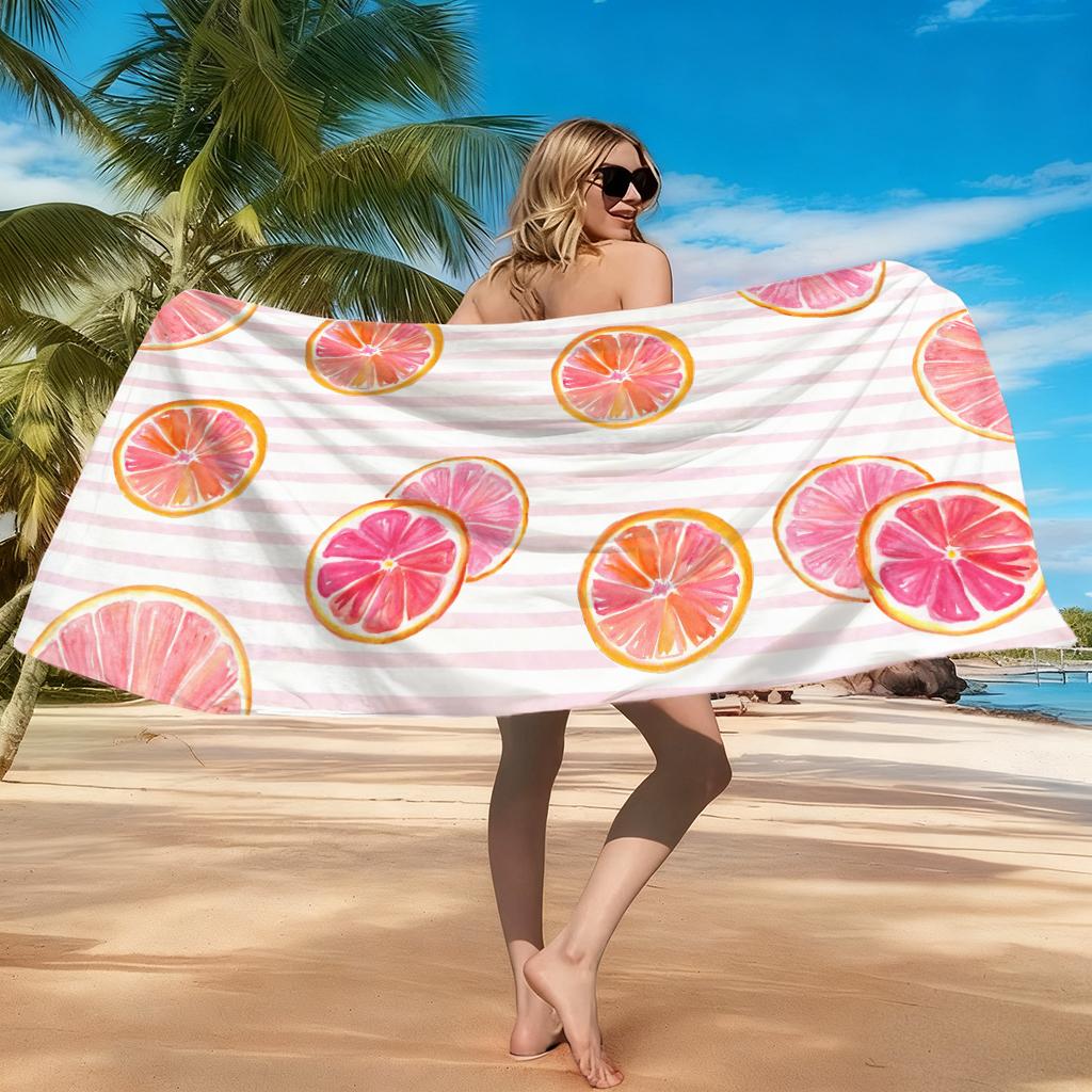 1pc Grapefruit Slices Beach Towel Quick-drying Super Absorbent Suitable for Swimming Beach Pool Gym Yoga Summer Gift for Friends