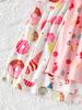 3pcs Young Girl's Casual and Cute Dessert Series Ice Cream & Candy & Donut Bread All-over Print Round Neck Short Sleeve Dress Spring/Summer