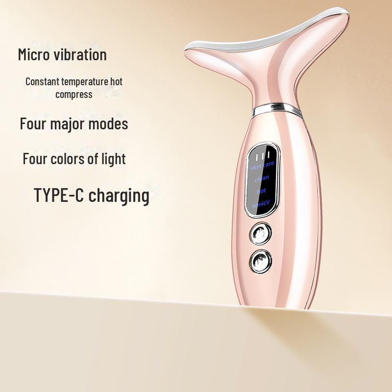 

Портативное устройство для фотонного омоложения шеи с вибрацией и тепловой терапией metal texture, electroplating розового золота