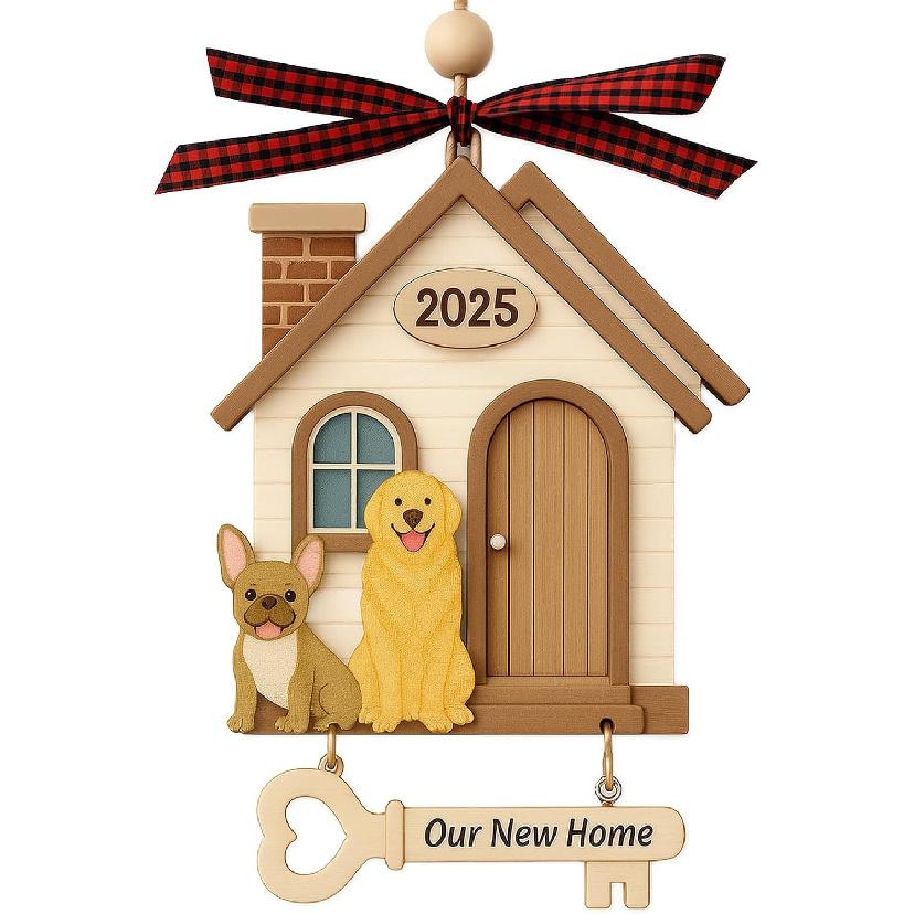House Warming Ornament 2025, Our New Home with Cute Dog, Welcome Home Gift Ideas for Her & Him or Couple, House Warming Gifts, New Homeowner Present