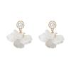 925 Silver Korean Pearl Flower Earrings - Fresh & Sweet Acrylic Design