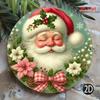 Metal Santa Wreath with Red Bow, Christmas Berry Wall Art, Farmhouse Holiday Decor For Home