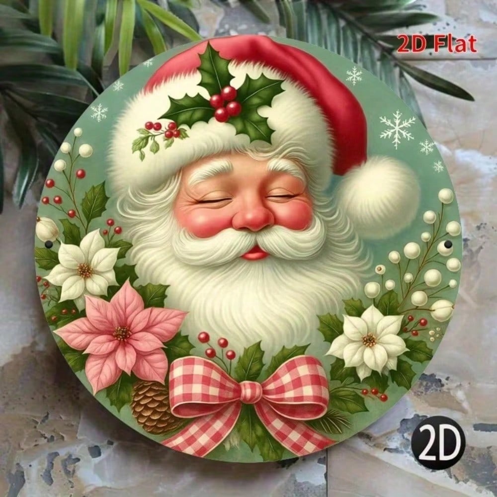 Metall-Nikolaus-Kranz mit roter Schleife, Weihnachtsbeeren-Wandkunst, Bauernhaus-Feiertagsdekoration für Zuhause