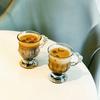 INS Vintage geprägte Glasbecher Gut aussehend Girly Heart Wasserbecher Hochbeinige Latte Kaffeetasse mit Henkel Nachmittagstee Shot