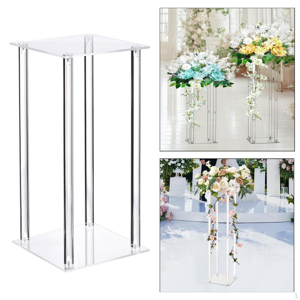 Acrylic Flower Stand Pillar Column Geometric Transparent Pedestal Tall Vase for Home