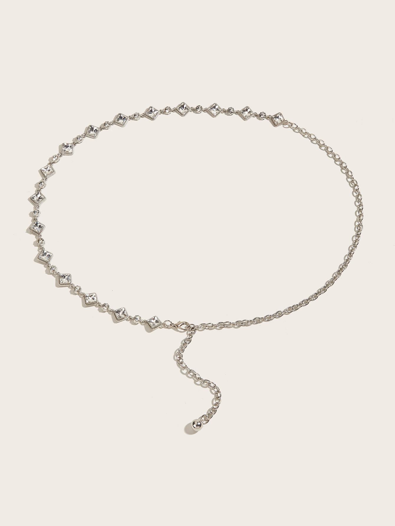 

Стразовая цепочка на талию Металлические аксессуары Пояс с юбкой Платье Цепочка на талию Украшение Тонкий пояс Тренд