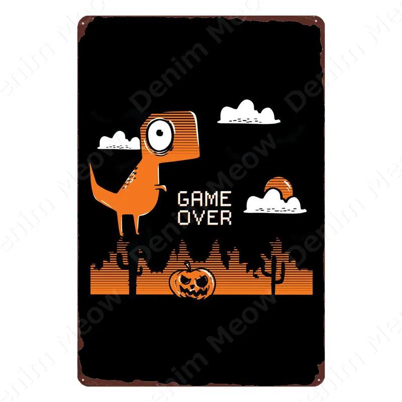 Halloween Party Vintage Metal Tin Sign Trick or Treat Home Bedroom Club Wall Decor Pumpkin Monster Poster Door Decorati