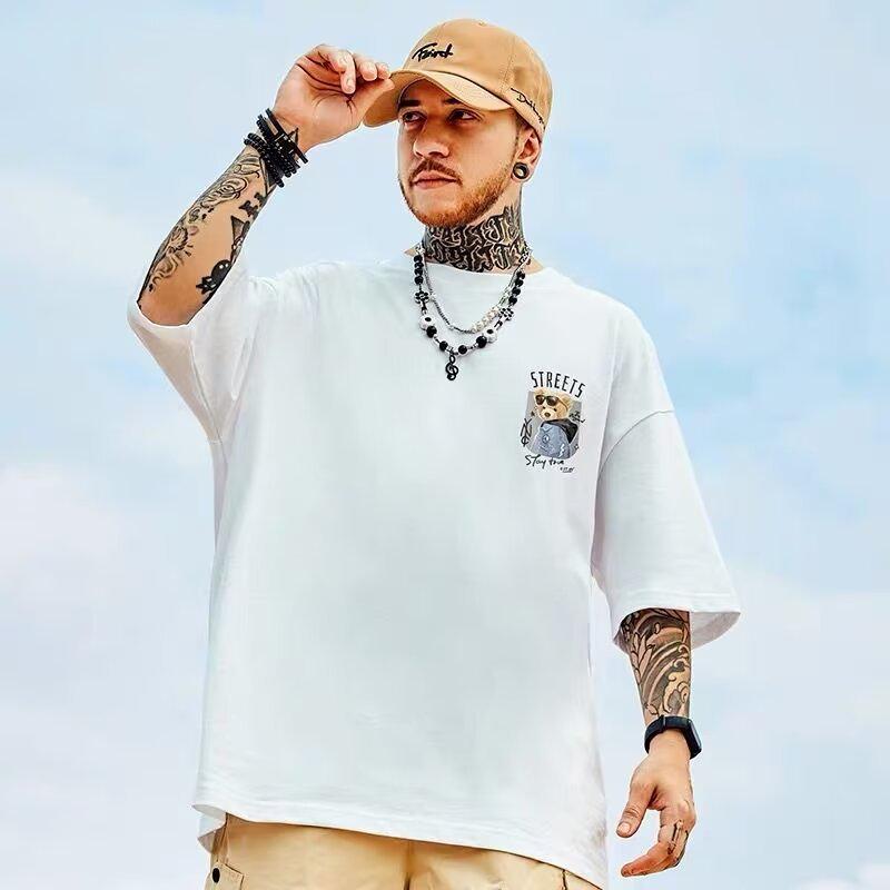 Men's Oversized Teddy Bear Graphic T-Shirt, Trendy Brand, Loose Fit, Short Sleeve, Plus Size Up to 8XL, Unisex