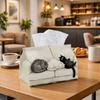 1pc Minimalist Artistic Animal Tissue Box, Cat Sleeping Illustration Perfect for Outdoor Gatherings, Daily Desktop Use, And Suitable for Bedrooms, Liv