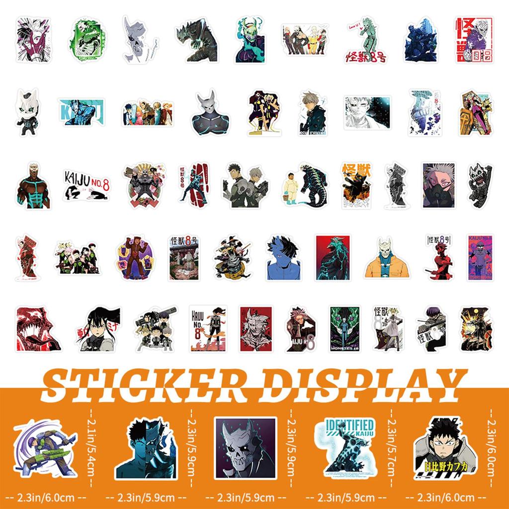 Anime Monster 8 PVC Bicycle Stationery Suitcase Cute Photo Popular Anime Character Miscellaneous Birthday Gifts No. Stickers, 53-Piece Set,