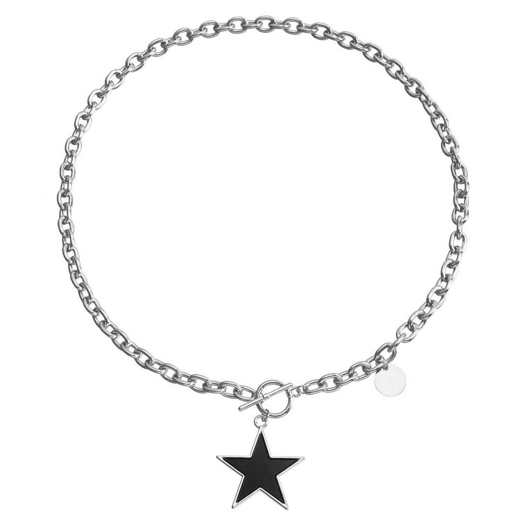 Accessories, Simple White Star Imitation Fritillary Necklace, Temperament Metal Rough Aluminum Chain Sweater Chain