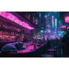 1pc frameless Cyberpunk Night City Landscape Poster Future Neon Lights Bar Design Canvas Wall Art for Living Room Home Decor