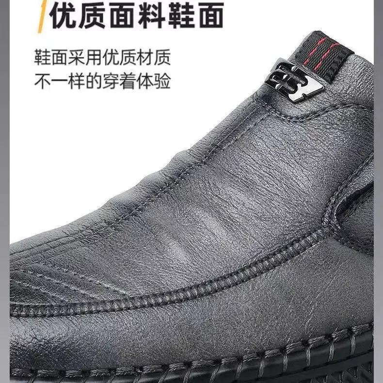 Business Leather Men Shoes Summer Slip On Loafers Breathable Men Casual Leather Soft Shoes Black Flats Driving Shoes