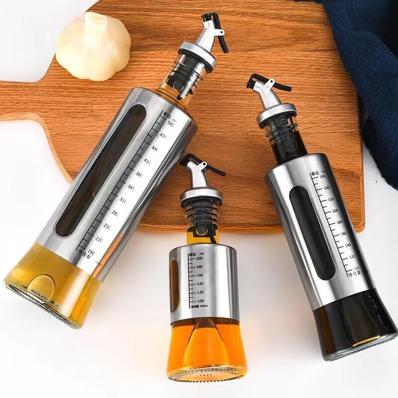Stainless Steel 500ml Oil & Sauce Dispenser Set (4-Piece)